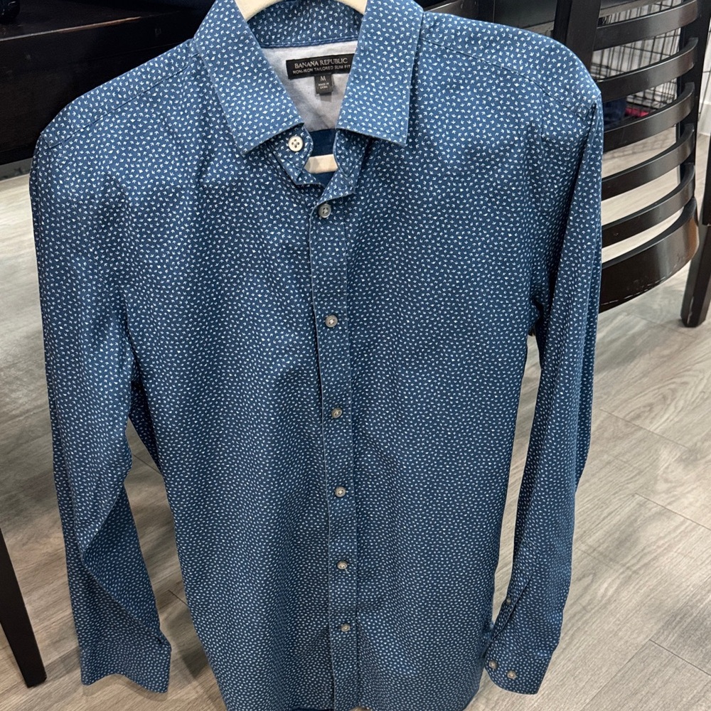 Banana Republic Navy Polka Dot Shirt